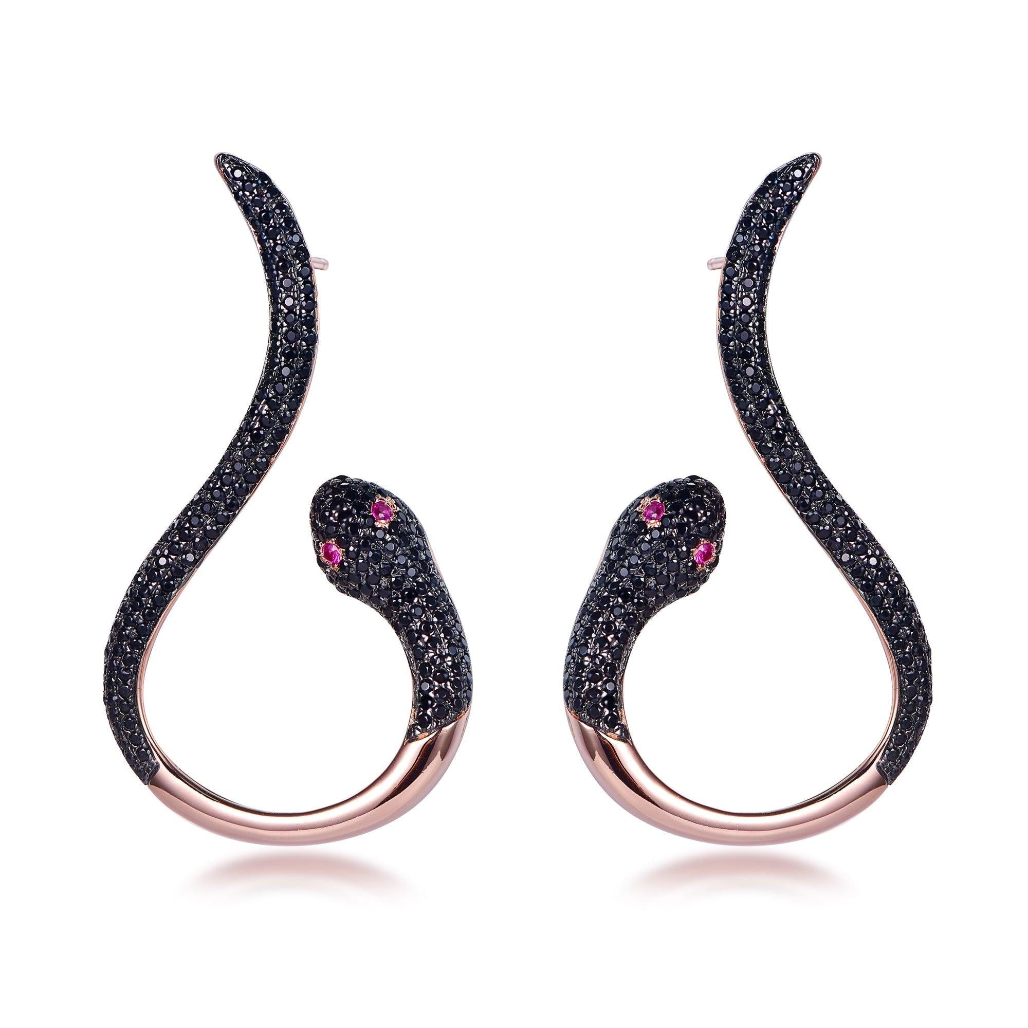 Pair of Rose Gold Plated Slither Earrings